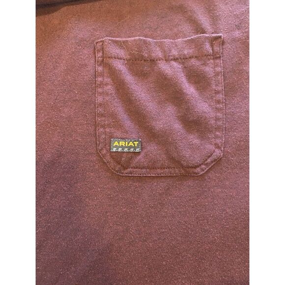 Ariat Men's Rebar Cotton Size Large, Thick & Soft T-Shirt, Maroon - Picture 5 of 7